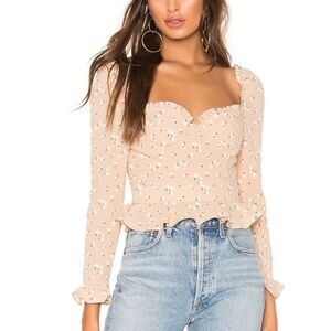 Majorelle Corie Top In Tan Ditsy